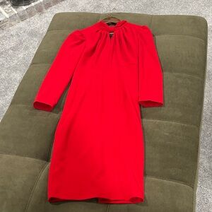 Calvin Klein Vibrant Red Long Sleeve Dress